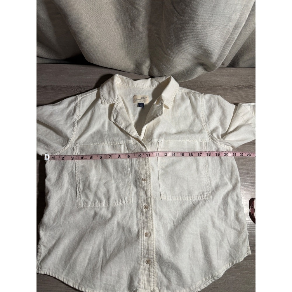 Universal Thread Womens White Linen Blend Short Sleeve Button Down Shirt Size M - Picture 5 of 6